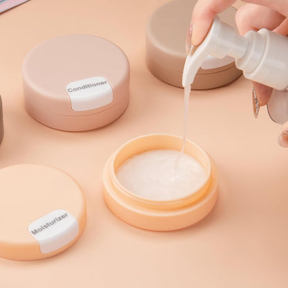 Gemice Travel Containers for Toiletries, Magnetic Travel Containers, TSA Approved Cream Jars with Toiletry Bag, Leak-proof Small 1oz Capsules Set with Multiple Labels for Organization (4 Pack)