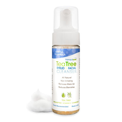 Gentle Tea Tree Oil Foaming Facial Cleanser – 1.6oz – Non-Irritating Eyelid Cleanser & Face Wash with Tea Tree, Chamomile & Shea Butter