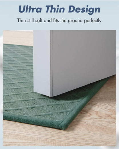 AMOAMI Ultra Thin Bathroom Rugs, Rubber Backed Bath Mats for Bathroom Non Slip, Absorbent Bathroom Mat for Floor, Shower, Sink(16"x24", Green)