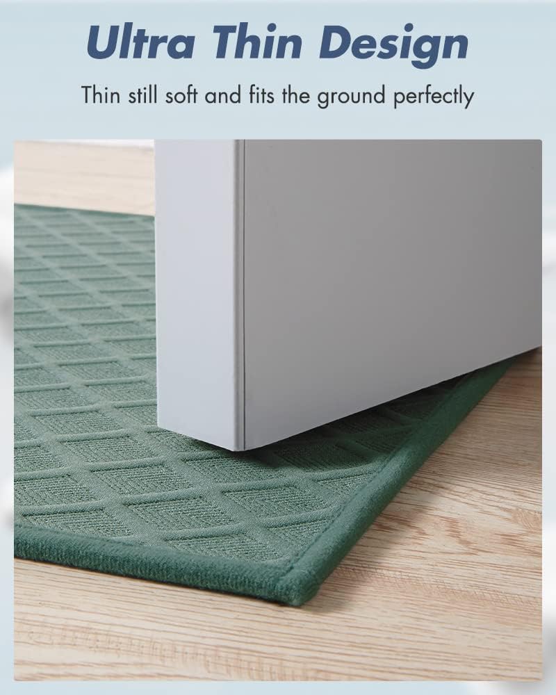 AMOAMI Ultra Thin Bathroom Rugs, Rubber Backed Bath Mats for Bathroom Non Slip, Absorbent Bathroom Mat for Floor, Shower, Sink (17"x28", Green)