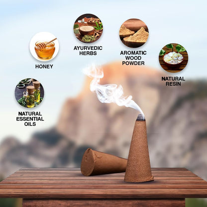 ARO VATIKA Vedic White Sage Natural Masala 120 Incense Cones in Pack of 12 Boxes| Best for Prayer, Reiki, Meditation and Relaxation | Burn Time- 25 mins