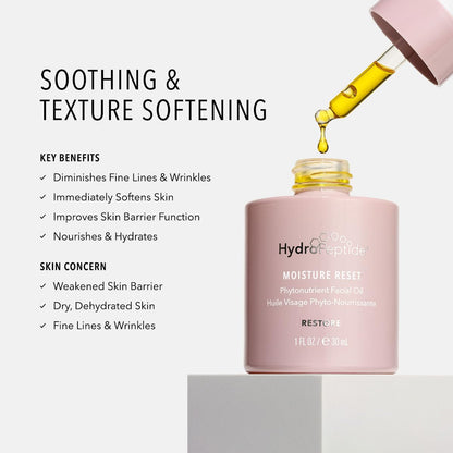HydroPeptide Moisture Reset, Phytonutrient Facial Oil, Hydrate and Enrich Skin, Improves Skin Barrier Function, 1 Ounce