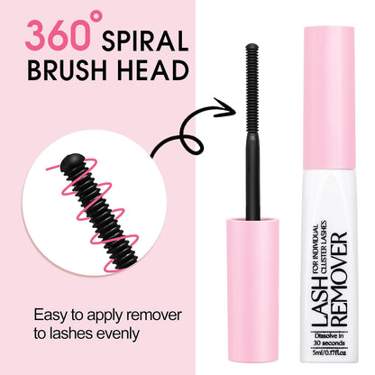 Deep Cleansing Cluster Lash Remover, Eyelash Glue Remover for Individual False Lashes, 15s Fast Removal, Safe Ingredients, Cruelty-Free, 0.17 fl oz