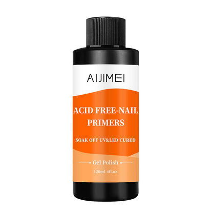 AIJIMEI Nail Primer for Gel Polish Nail Primer for Stronger Nails, Nail Care Compatible with All Polishes Nail Art Enhance Adhesion and Extend Gel Manicure Wear4 Fl Oz