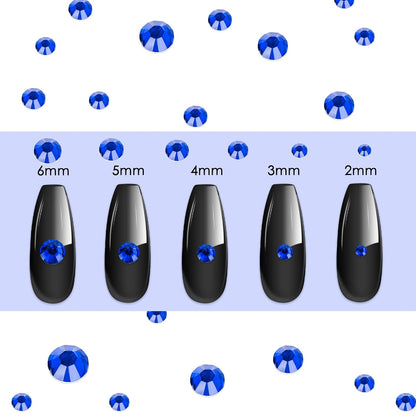 Canvalite 2784PCS Blue Rhinestones Flatback Gems, Nail Rhinestones Nail Art Gems with Glues, Pick Up Tweezers and Rhinestone Picker Dotting Pen, Nail Art Tools for Nails, Clothes, Face, Crafts