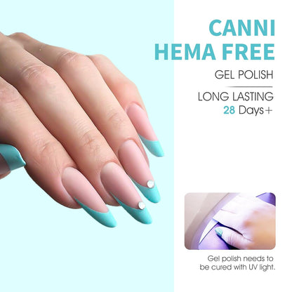 CANNI 9ml Hema-Free Gel Nail Polish Set- 6Pcs White Blue Orange Yellow Colors Gel Polish Kit, Soak Off LED Nail Gel Manicure Kit DIY at Home Salon Gifts for Women Girls