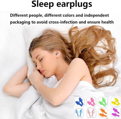 Earplugs for Sleeping Noise Cancelling, Reusable Ear Plugs– Super Soft, Silicone Ear Plug, for Sleeping 8 Pairs, Swimming, Snoring, Concerts, Work, Noisy Places (8 Colors)