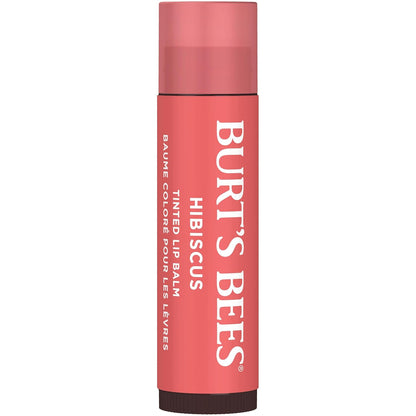 Burt's Bees Lip Tint Balm with Long Lasting 2 in 1 Duo Tinted Balm Formula, Color Infused with Deeply Hydrating Shea Butter for a Natural Looking Buildable Finish, Soft Hibiscus (2-Pack)