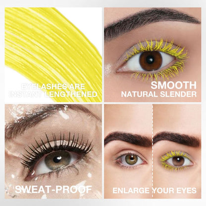 Colored Mascara for Eyelashes Set,Colorful Waterproof Mascara for eyelashes Long lasting Charming Voluminous for Women Halloween Eye Makeup (1Pcs 07#Yellow, F)