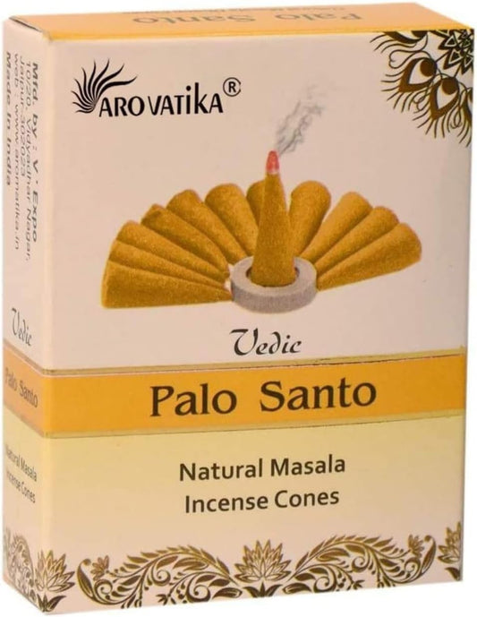 ARO VATIKA Vedic Palo Santo Natural Masala 120 Incense Cones in Pack of 12 Boxes | Environment-Friendly Dhoop | Best for Prayer, Reiki, Meditation & Relaxation | Burn Time- 25 mins