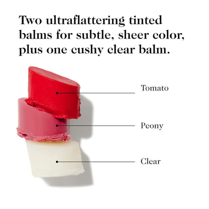 goop Beauty Lip Balm Trio | Clean Moisturizer for Chapped, Cracked & Dry Lips | Clear, Peony, & Tomato | Tinted for Sheer Color | Petroleum Free | 0.16 fl oz Each
