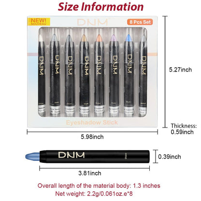 Kaely 8Pcs Cream Eyeshadow Stick Set, Pearl White Black Gray Khaki Royal Blue Vioiet Purple Silver, Shimmer Eyeliner Pencil Eye Shadow Sticks Palette Makeup for Older Women, sombras para ojos 01