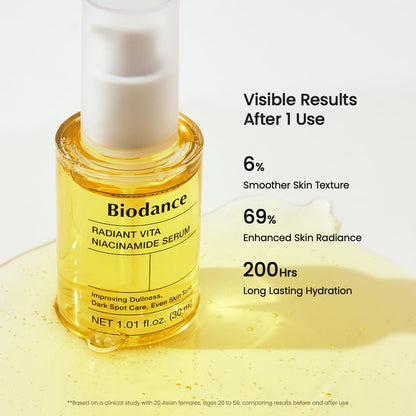 BIODANCE Radiant Vita Niacinamide Serum, Brightening, Dark Spot Care, Hydrating for Sensitive Skin, Filter Glow Serum for All Skin Types, Korean Skincare | 1.01 floz x 1 ea
