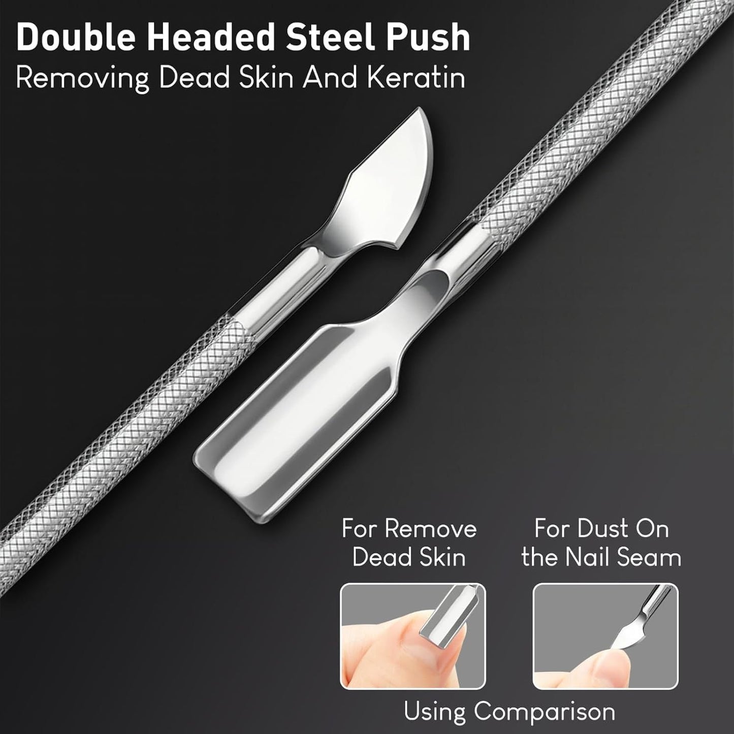 UM Supplies 4 Pieces Travel Set + Storage Pouch | Cuticle Nipper with 2 Pushers and Nail Cutter Stainless Steel | Manicure Pedicure Tool for Nail Care Jaw 14 (5mm) Double Spring