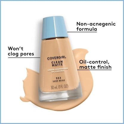 COVERGIRL Clean Matte Liquid Foundation Warm Beige 545, 1 oz (packaging may vary) (Pack of 3)