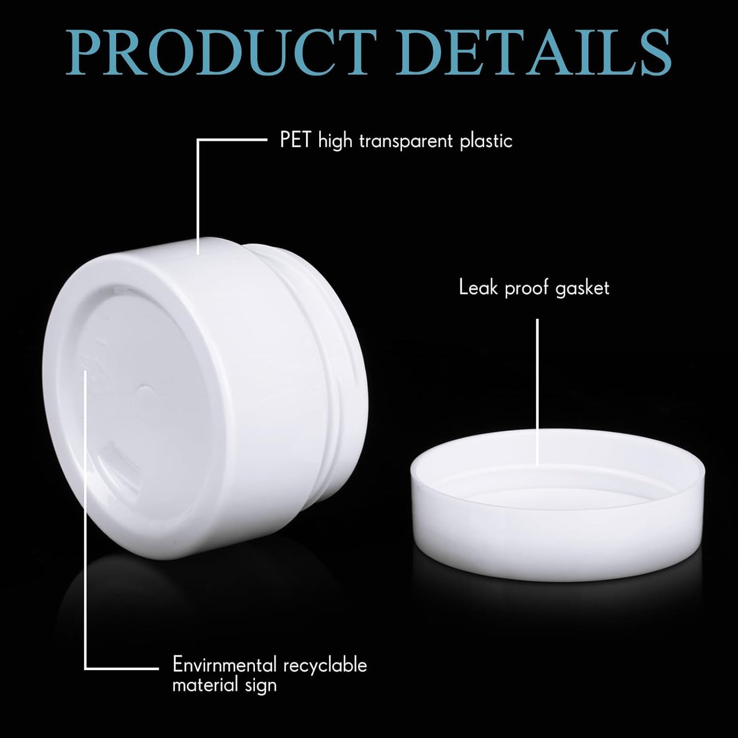 Patelai 4 Pieces Round Wide-mouth Leak Proof Plastic Container Jars with Lids for Travel Storage Makeup Beauty Products Face Creams Oils Salves Ointments DIY Making(1 Ounce,Pure White)