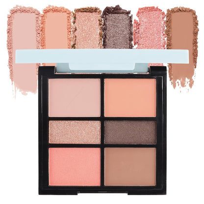 6-Color Eyeshadow Palette Makeup,Velvety Matte & Shimmer Eyeshadow Blend,Warm Peach & Rose Gold Tones Eye Makeup, Long-Lasting Naturing-Looking,Built-In Mirror#02