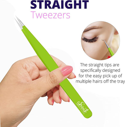 SIVOTE Lash Tweezers for Eyelash Extensions for Volume, Isolation & Classic Lashes, 3 Pack, Green