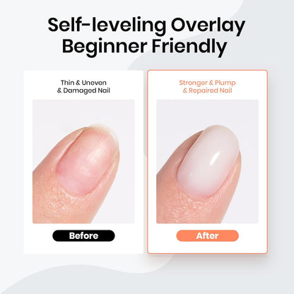 Beetles Milky White Rubber Base Gel Polish For Nail Thickening, 15ml Milky White Gel Polish Nail Strengthener Extension Color Base Gel In A Bottle UV LED Nail Lamp Cured