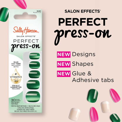 Sally Hansen Instant Cuticle Remover and Salon Effects Perfect Press-On Nails in 30 Designs with Nail Glue