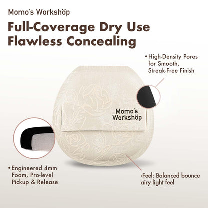 Satin White Flat-cut Shape Makeup Sponge,Firm Bounce Rubycell,Cushion Sponge with Wide PU Leather for Quick-Dry/Full Coverage Foundations, Cosmetic Puff,2pcs Beauty Puffs &Storage Case