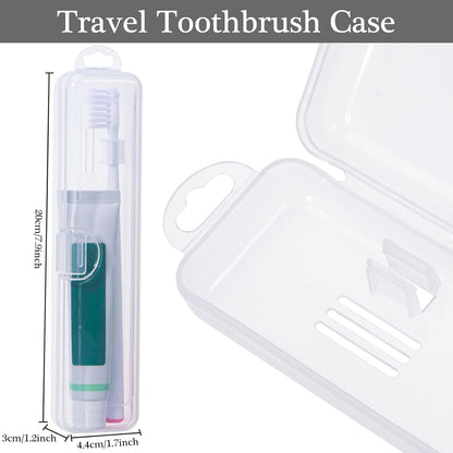 Toothbrush Travel Case 2 Pack, Gamdee Clear Toothbrush Case Holder Travel Size Plastic Toothbrush Holder Toothpaste Storage Container Portable for Traveling, 7.87 x 1.85 x 1.18”