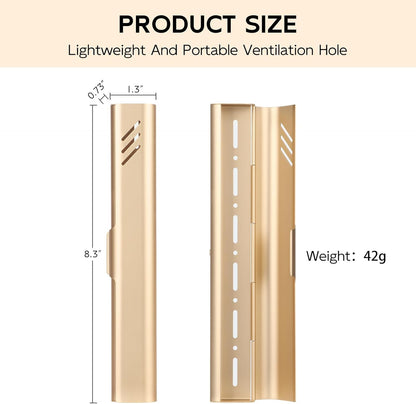 Travel Toothbrush Case, Portable Toothbrush Holder, Durable Aluminum Toothbrush Storage Box, Small Breathable Manual Toothbrush Container for Traveling, School, Camping, Business Trip - Gold