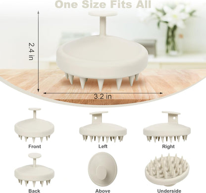 Silicone Scalp Massager, Scalp Scrubber for Hair Growth with Soft Bristles, Scalp Exfoliator Brush Dandruff Removal Shampoo Brush for Wet Dry Scalp Care (Warm Grey)