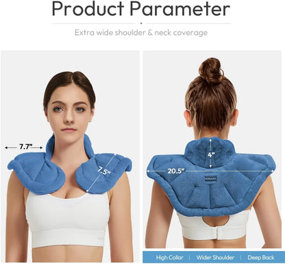 Microwavable Heated Neck Wrap Warmer and Shoulder Heating Pad Microwave, Weighted Microwave Heating Pad for Neck and Shoulders Hot and Cold Compress