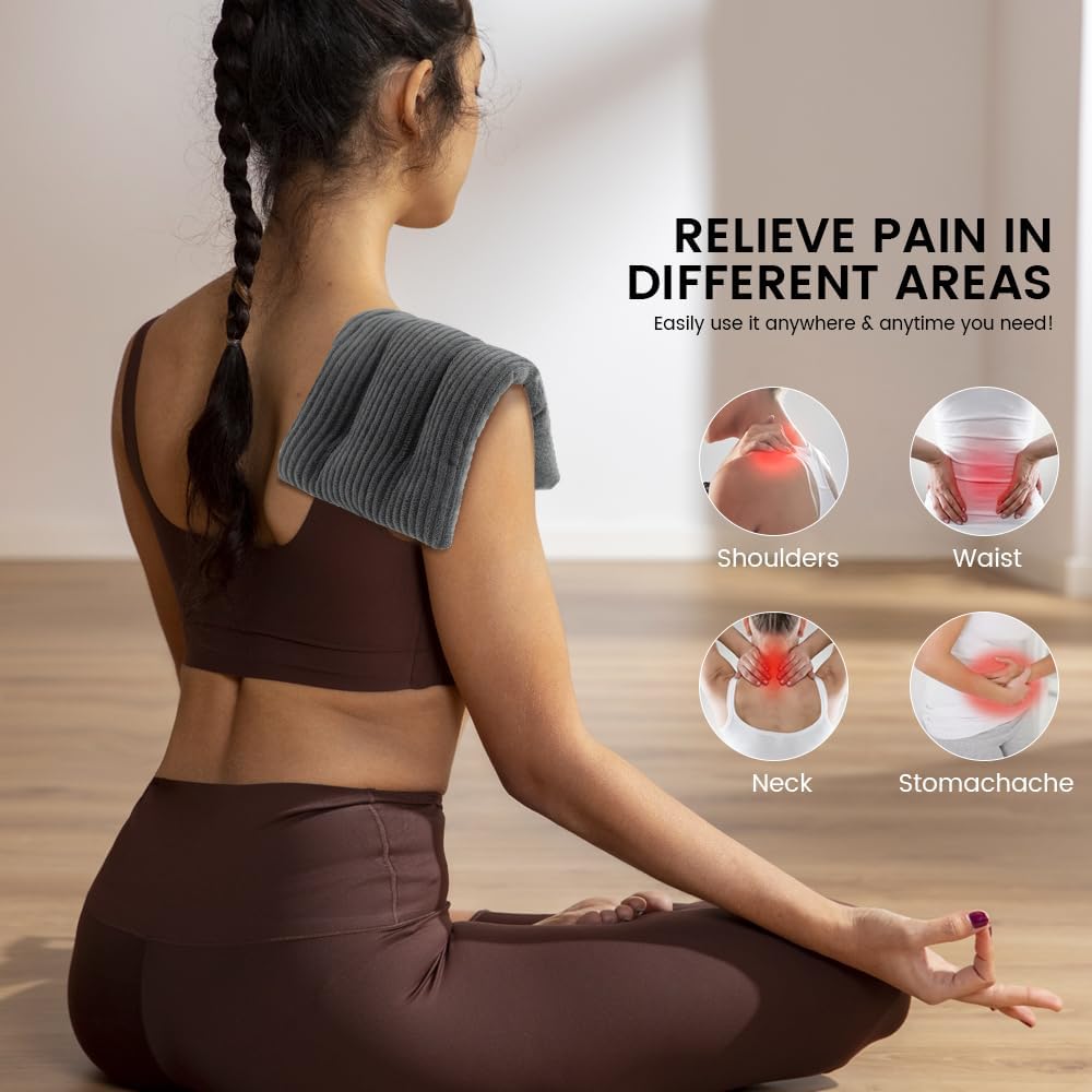 Microwave Heating Pad 6 x 12 Heating Pad Microwave, Microwave Bean Bag Heating Pad for Neck and Shoulders, Moist Heat Pack Pillow Warm Compress for Knee, Muscles, Joints, Abdomen (Dark Gray)