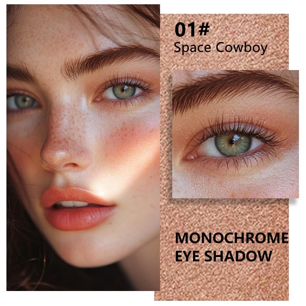 evpct Champagne Gold Glitter Eyeshadow Palette Single, Nude Gold Pink Shimmer Sparkle Cream Eye Shadow Palette Brightener Makeup for Older Women, High Pigment Long Lasting Monochrome Mini Eyeshadow