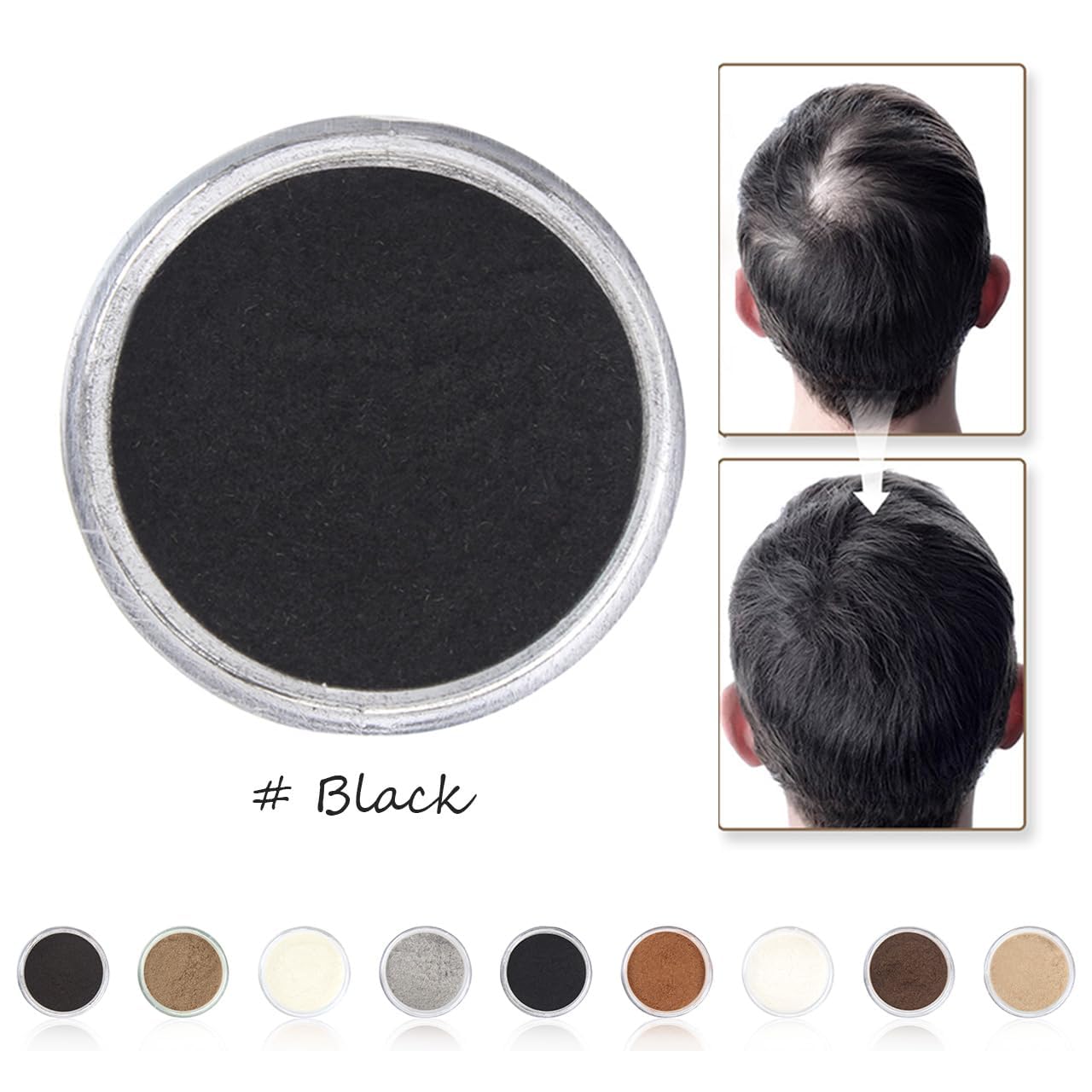 Hair Fibers for Thinning Hair for Women All-Natural Hair Building Fibers 0.98 Oz Hair Volume Powder Bald Spot Cover Up for Men & Women (Black）