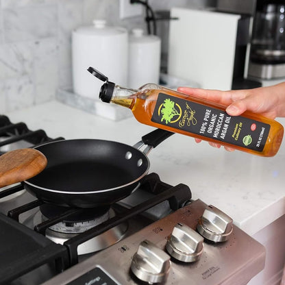 Essence of Argan Organic Edible Moroccan Argan Oil for Cooking 17 Ounces - USDA Approved, Eco-Certified Organic Argan Oil with Rich Nutrients - Premium Culinary Oil & Keto Dressing with Toasted Nutty Flavor