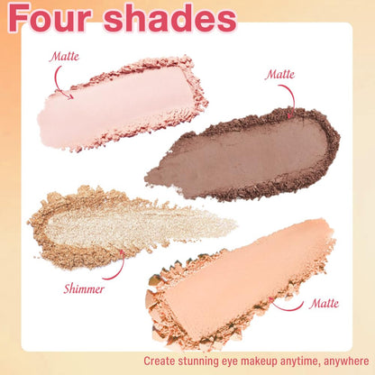 4Colors Eyeshadow Makeup Palette,Nude Champagne Natural Neutral Powde Eye Shadow Palette for Older Women,Long Lasting Naturing-Looking,Lightweight,Waterproof,Eye Makeup Kit Travel Size