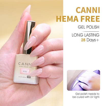 CANNI 9ml Hema-Free Gel Nail Polish Set- 6Pcs Jelly Nude Pink Neutral Transparent Milky White Colors Kit,Soak Off LED Manicure Kit DIY at Home Salon Gifts for Women Girls,A01-Sheer Jelly Nude Pink