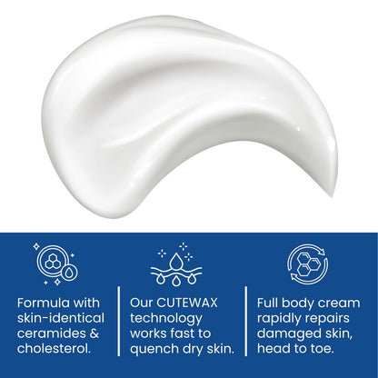 Cutemol CM Emollient Cream - Natural Beeswax & Ceramides for Dry, Damaged Skin (2.75 oz)