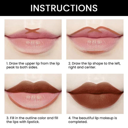 Kaely 2-in-1 Dark Deep Brown Matte Lip Liner & Lipstick Combo Set Kit for Women, Magic Neutral Lipstick 24 Hours Original Lips Liner Pencil Stain Gloss Makeup Long Lasting Waterproof 39