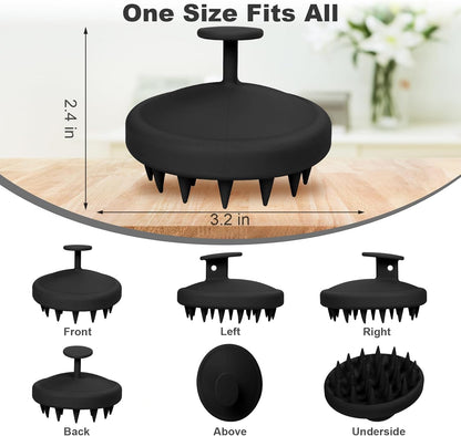 Silicone Scalp Massager, Scalp Scrubber for Hair Growth with Soft Bristles, Scalp Exfoliator Brush Dandruff Removal Shampoo Brush for Wet Dry Scalp Care (Black)