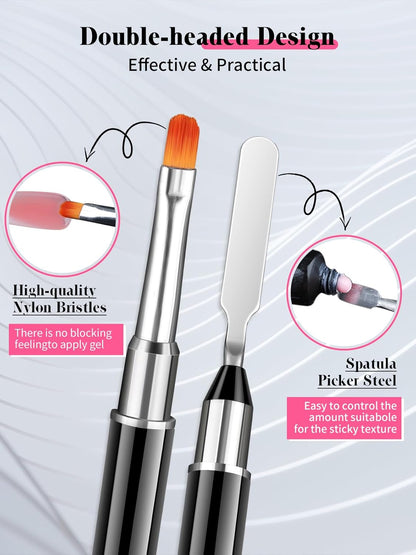 EBANKU Poly Gel Toenail Kit, Reusable Toe Dual Nail Forms with 2.5oz Slip Solution Poly Gel Nail Kit for Toe Nail Tips for Women with Double-end Brush, File, Clips, Liquid Container, 120PCS, 12 Sizes