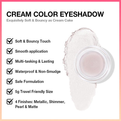 Kaely Single Cream Eyeshadow Pot, Pearl Beige Shimmer Eye Shadow for Older Women High Pigmented Waterproof, Natural Eyeshadow Palette Makeup Brightener, sombras en crema para ojos, Blendable, 18