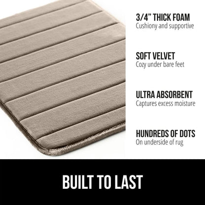 GORILLA GRIP Memory Foam Bath Mat, Soft Absorbent US Designed Bathroom Rug, Gripping Dots Machine Washable Bathmat, Cushioned Floor Mats, Shower Sink Rugs Room Décor Accessories, 24x17 Taupe