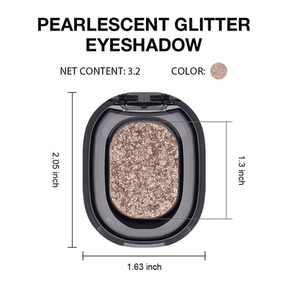 Eye shadow low saturation delicate long-lasting eye shadow palette, Monochrome Glittler Eyeshadow, pressed glitter eyeshadow, Glittle Pressed Powder Single Vegan Eyeshadow, (03 Glittle Gold)