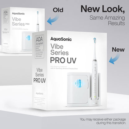 Aquasonic Vibe Series PRO – Ultra-Whitening Electric Toothbrush – 5 Modes & Smart Timers – UV Sanitizing Base – ADA Accepted (Optic White)