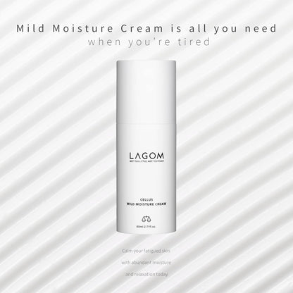 LAGOM Cellus Mild Moisture Cream with D-panthenol, Natural Moisturizer, Hypoallergenic, Fragrance-Free, Refreshing Herbal Face Lotion for Sensitive Skin 2.71 Fl Oz
