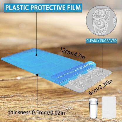 3Pcs Butterfly Nail Stamping Plate Set Floral Ginkgo Maple Leaves Stainless Steel Nail Stamp Templates Clear Silicone Nails Stamping with Stamper Scraper for Manicure Printing