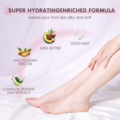 AUSLKA Moisturizing Foot Mask, Moisturizing Socks, Hydrating Moisturizer Sock for Dry Cracked Feet Heel, Leave Your Feet Moisture and Smooth(Shea Butter) - 6 Packs