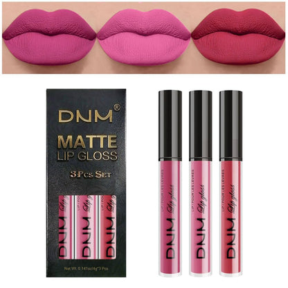 evpct 3Pcs Rose red plum Warm pink Deep cranberry Matte Liquid Lipstick Set for Women 24-hour Matte Lipstick Lip Stain Gloss Long Lasting 24 Smudge Waterproof labiales mate larga duracion 24