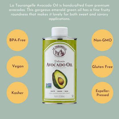 La Tourangelle, Avocado Oil, Handcrafted from Premium Avocados, Great for Cooking, as Butter Substitute, and for Skin and Hair, 8.45 fl oz