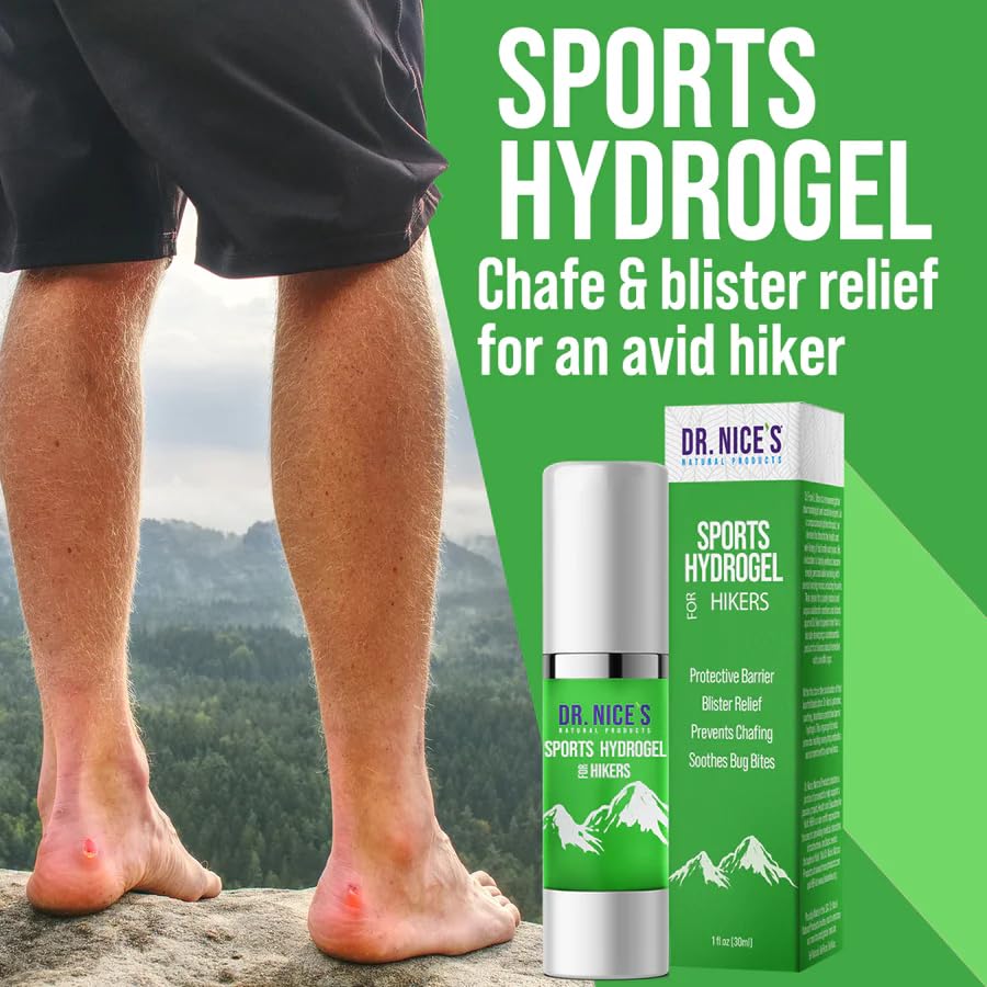 DR. NICE'S Sports Hydrogel - For Hikers | For Soothing Blister & Chafed Skin | For Chafe and Crack | All-Natural, Vegan | Soothe Calm Refresh