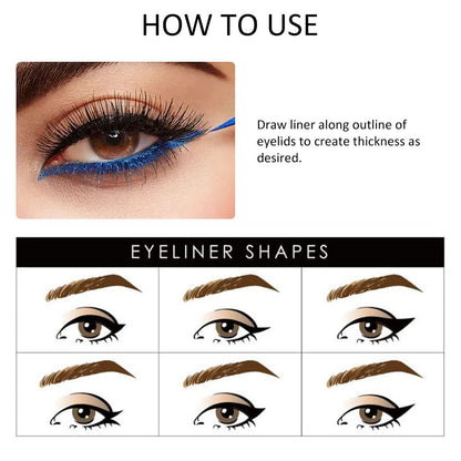 evpct 2Pcs Royal Blue & Purple Glitter Colored Liquid Eyeliner Eye Shadow Makeup Pencil Set, Purple Blue Face Body Glitter Makeup Fake Eyelashes Mascara, Sparkle Metallic Shimmer Eyeliner Waterproof